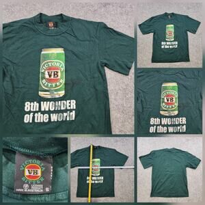 VTG Victoria Bitter T Shirt Mens Small Green Beer Promo Drink Graphic Australia